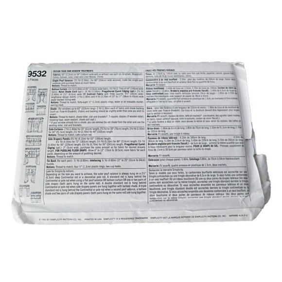 Simplicity 9532 Sewing Pattern Window Treatments Curtains Valances Shades Jabot - Picture 2 of 2